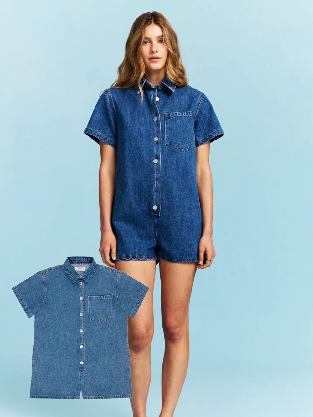 PARKE DENIM Short Sleeve Denim Romper